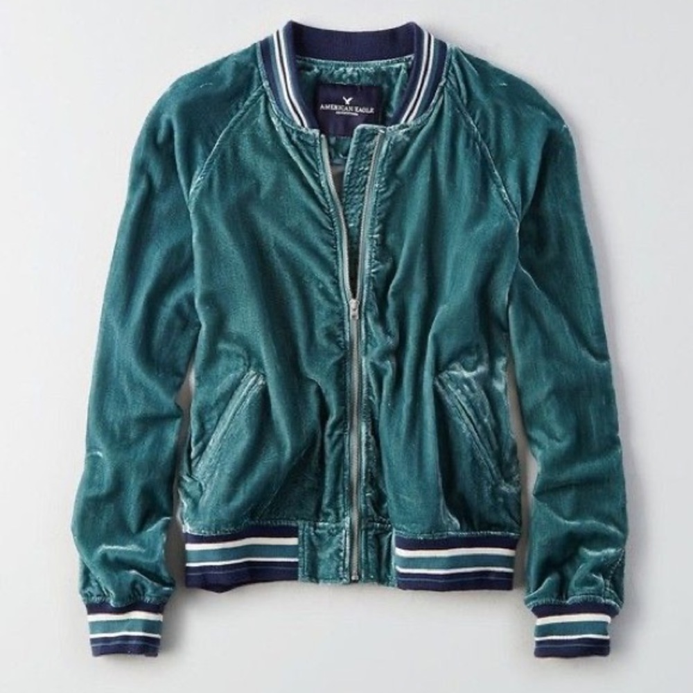 American Eagle velvet bomber jacket